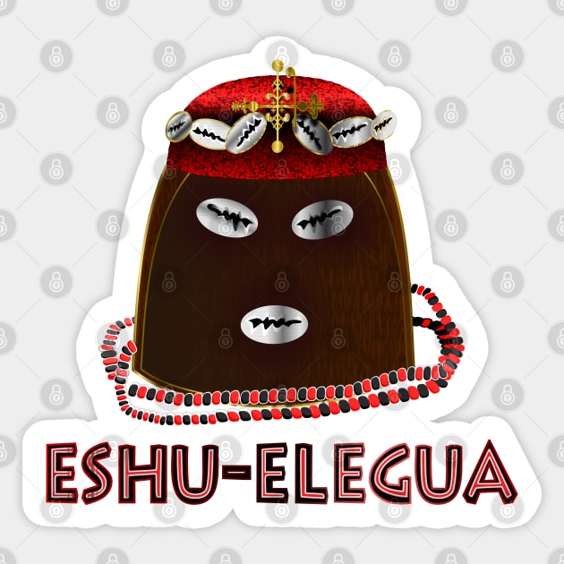 Cowry Crowned Obi Orisha Eshu Elegua with Necklace Sticker by geodesyn